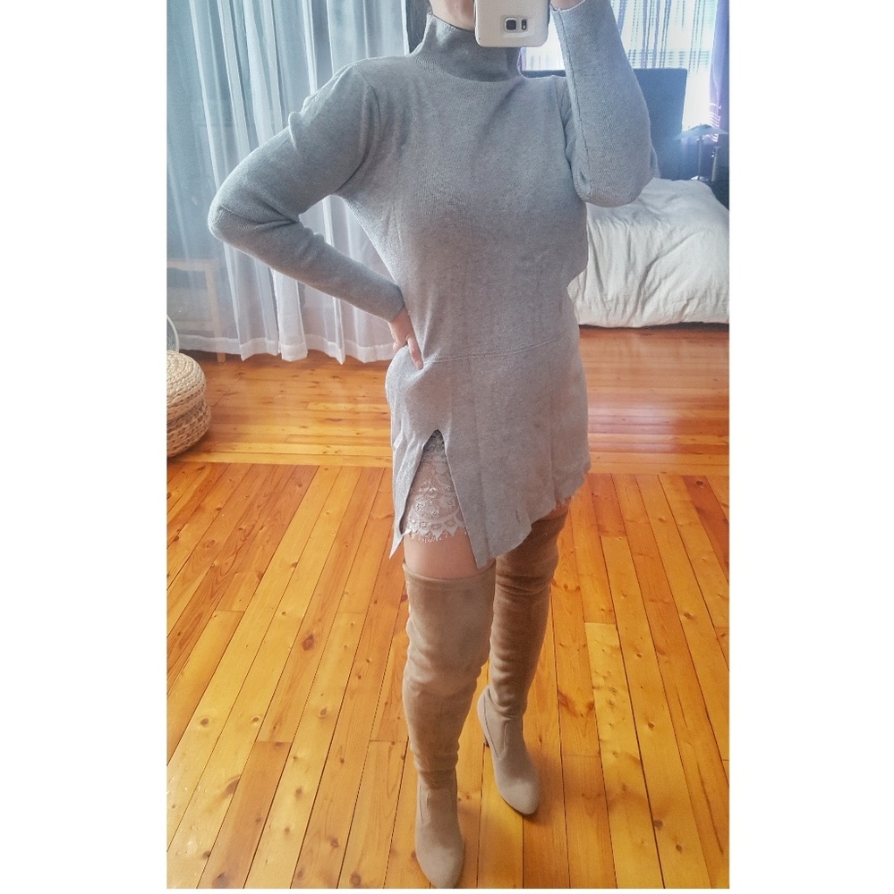Soft Premium Lace-lined Sweater Dress